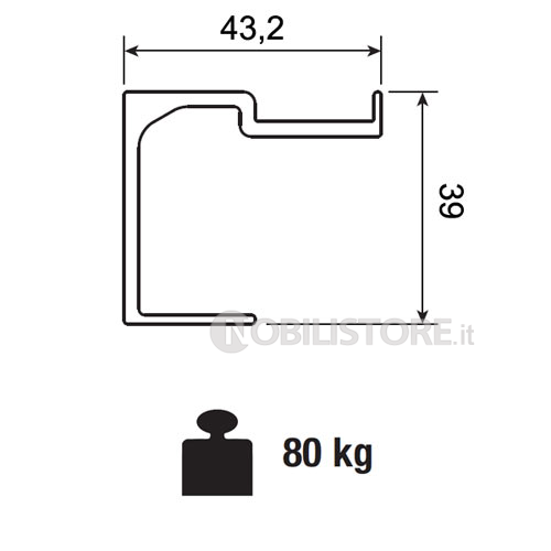 Profilo fissaggio binario Koblenz 0500 80 kg